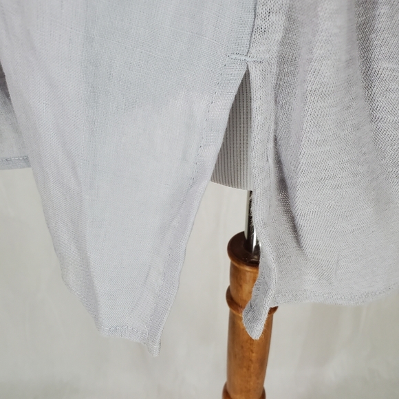 NWT J.Jill Love Linen 100% Linen Grey Pintuck Tunic 3/4 Sleeve Top SZ XS/P - Picture 7 of 13